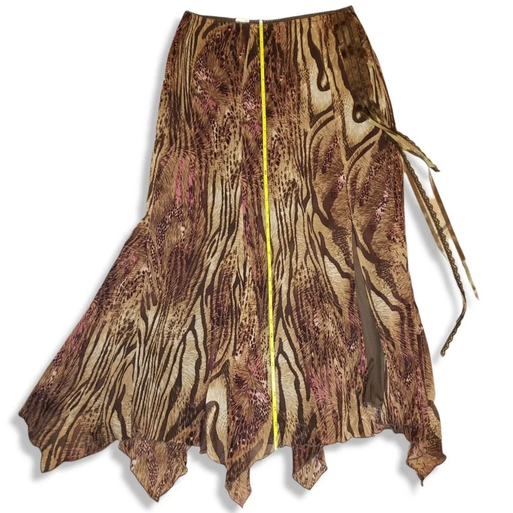 Brown Patterned Maxi Skirt